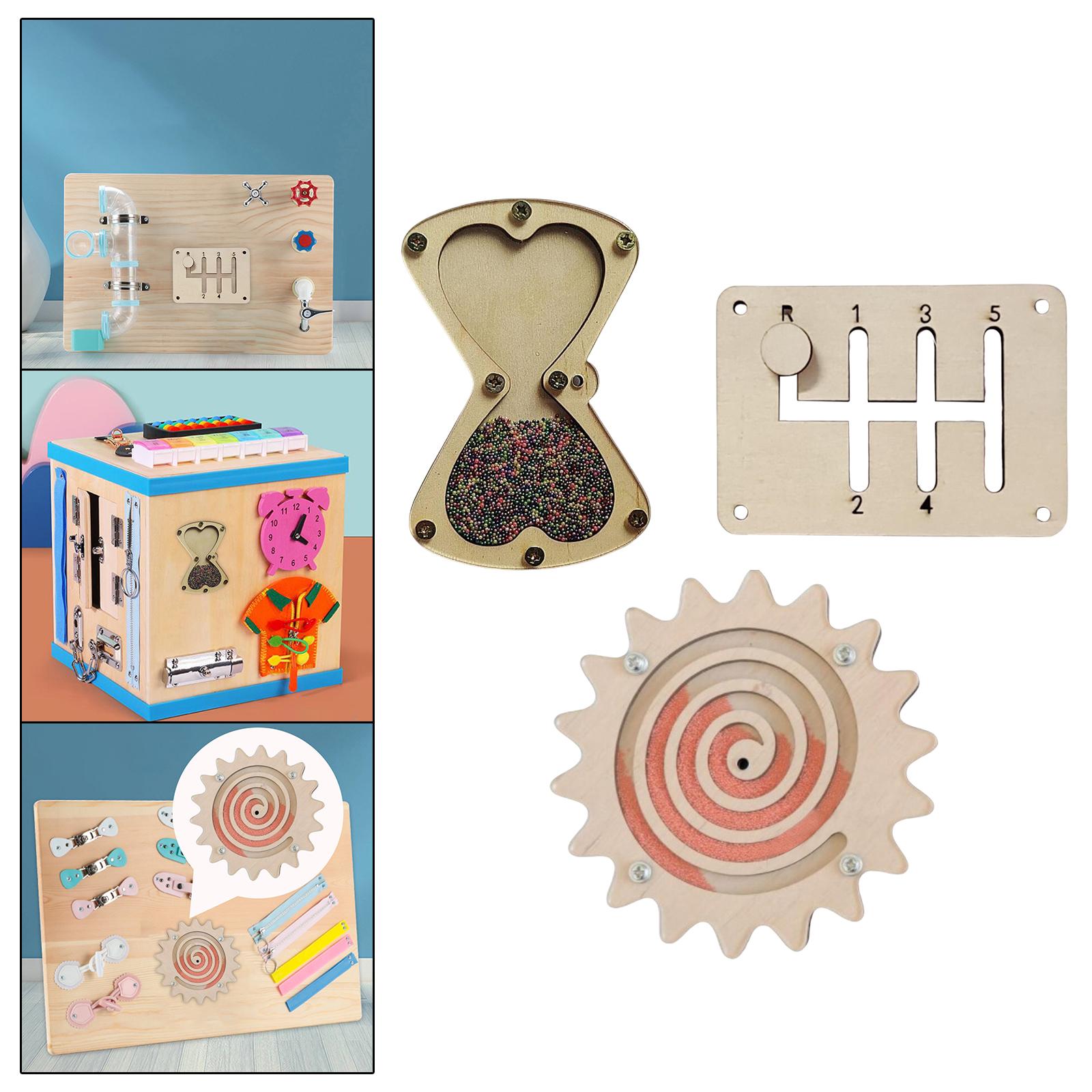 Montessori Wooden Busy Board Toddler - ชุดอุปกรณ์เสริมสำหรับกระดานกิจกรรมมอนเตสซอรี ชิ้นส่วนกระดานสัมผัสไม้ ชุด DIY ของเล่นเสริมพัฒนาการสำหรับเด็กวัยหัดเดิน ของขวัญสำหรับเด็กชายและเด็กหญิง